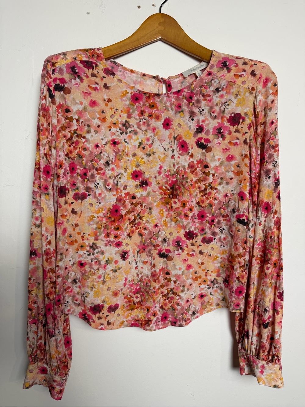 Favorite Daughter The Faye Shirt Floral Button Back Blouse Pink Size 12